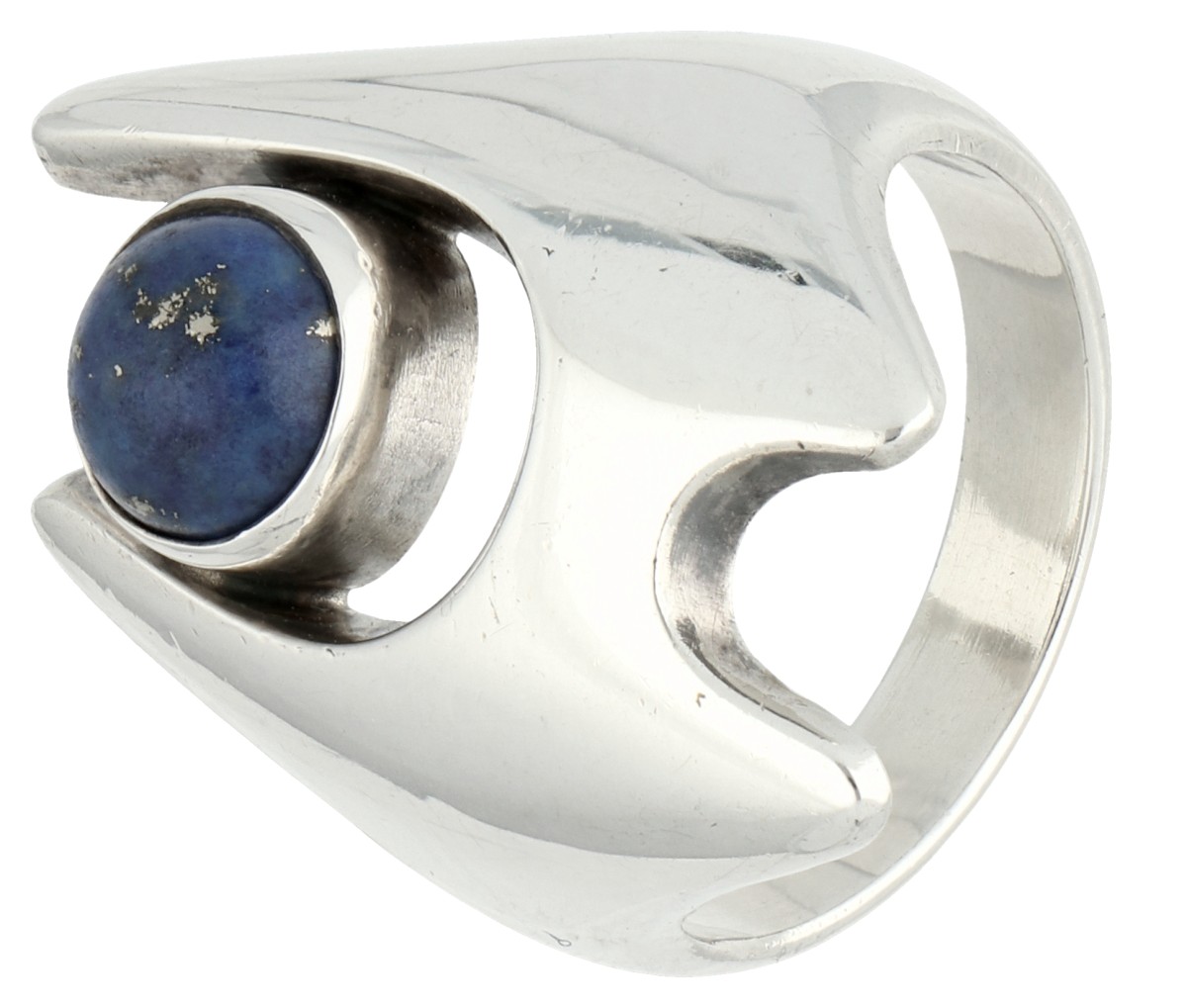 Henning Koppel voor Georg Jensen sterling zilveren ring bezet met ca. 1.76 ct. lapis lazuli