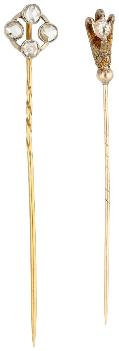 14K geelgouden spelden bezet met diamanten