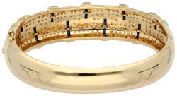 18K geelgouden bangle armband bezet met ca. 2.20 ct. diamant en synthetisch saffier