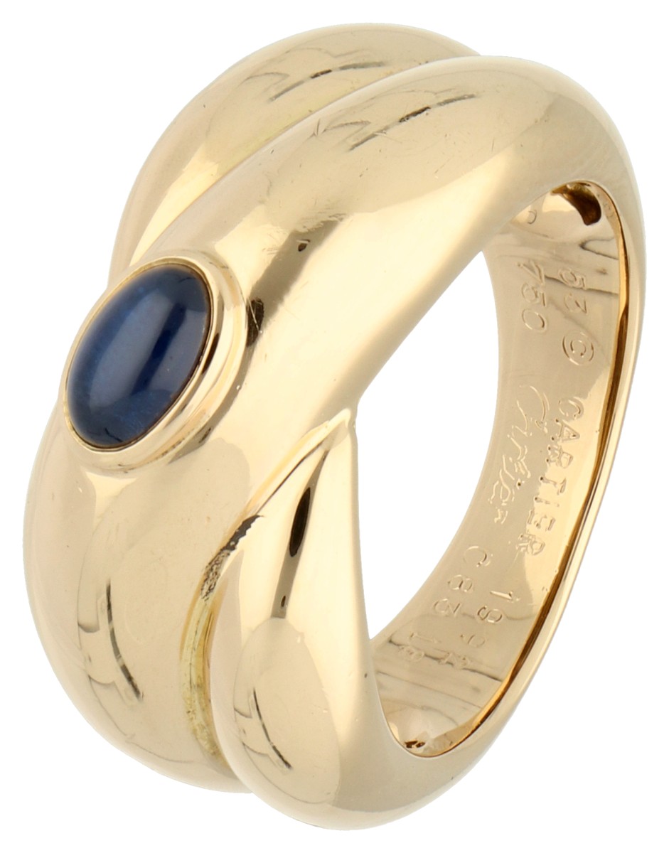 Cartier 18K geelgouden ring bezet met ca. 0.66 ct. natuurlijk saffier. 