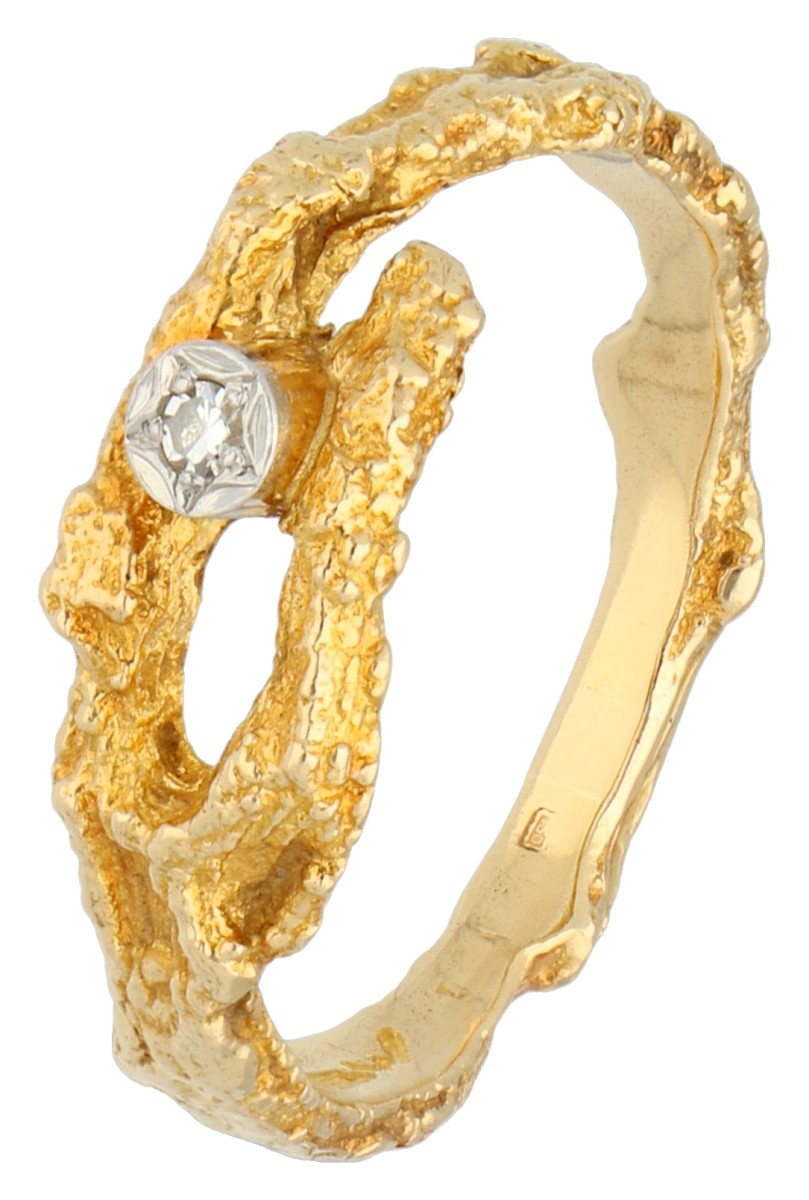 Lapponia 18K geelgouden 'Diamond Pond' ring door Finse designer Björn Weckström