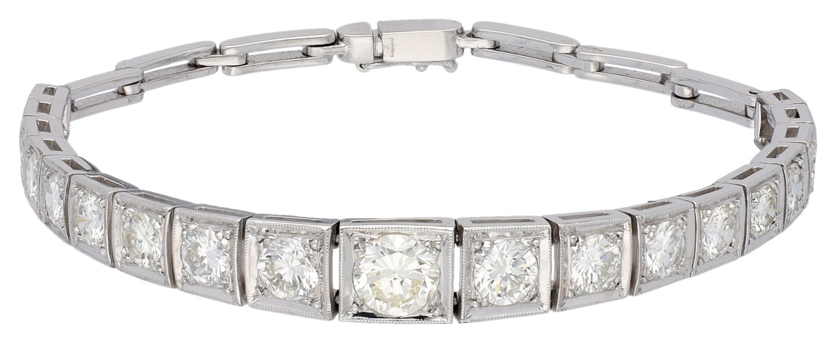 14K witgouden armband bezet met ca. 4.76 ct. diamant