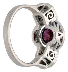 14K witgouden ring bezet met een natuurlijke saffier van 1.90 ct. en diamant, Inclusief ALGT certificaat
