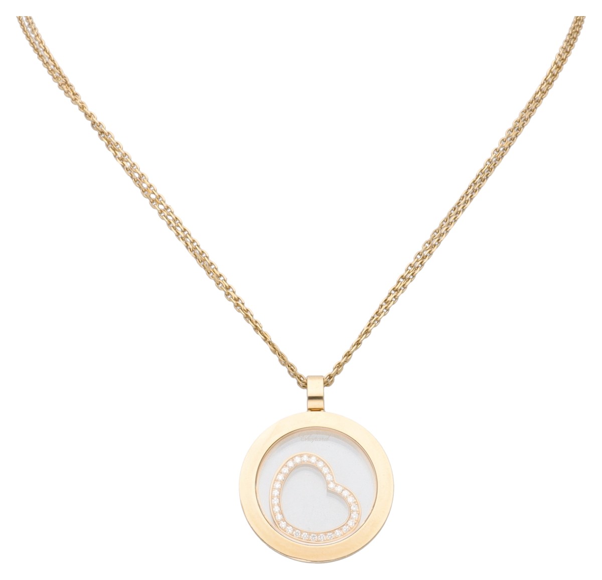 Chopard 18K geelgouden happy spirit collier diamant.