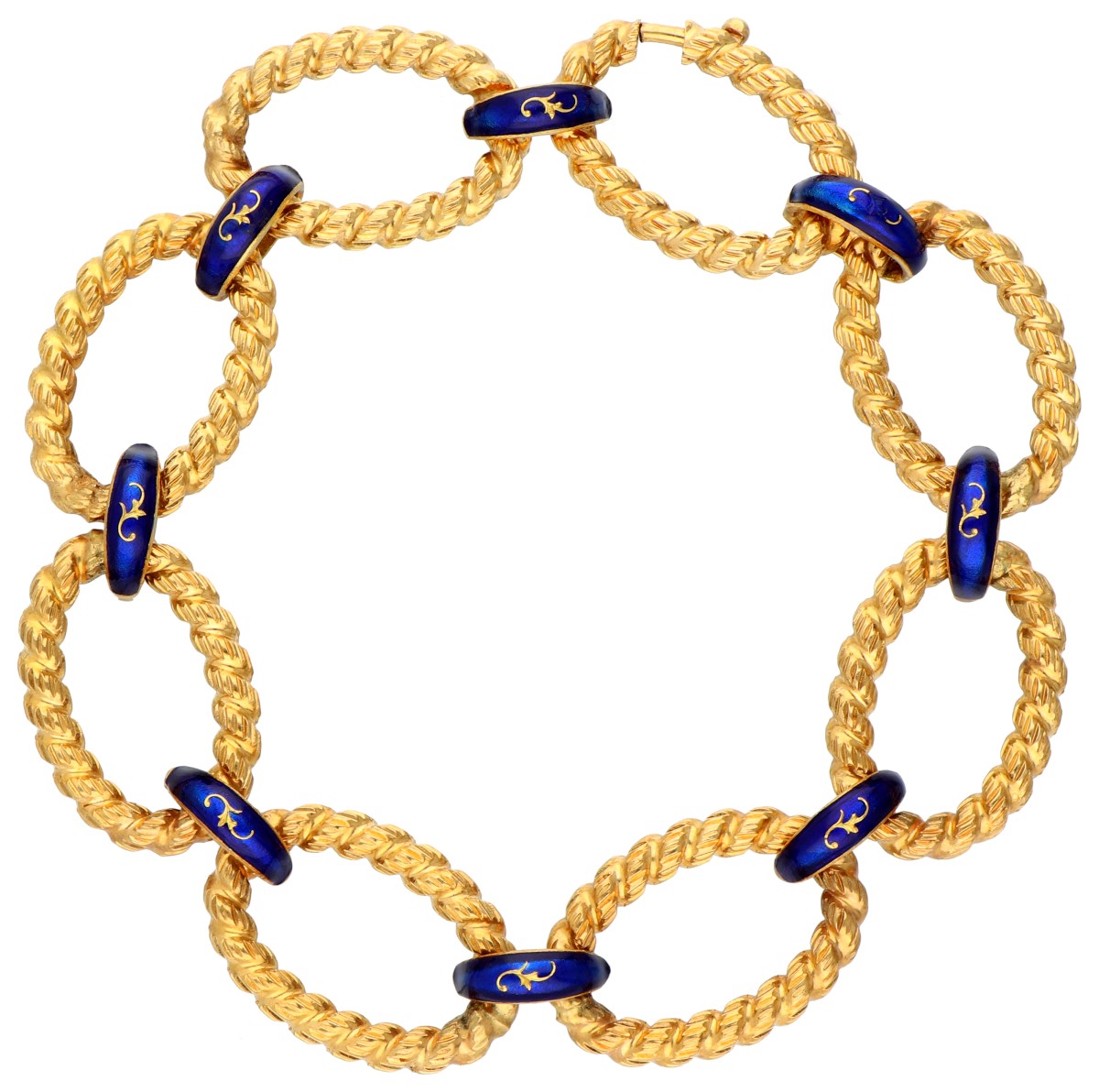 UnoAErre 18K geelgouden blauw geëmailleerde armband