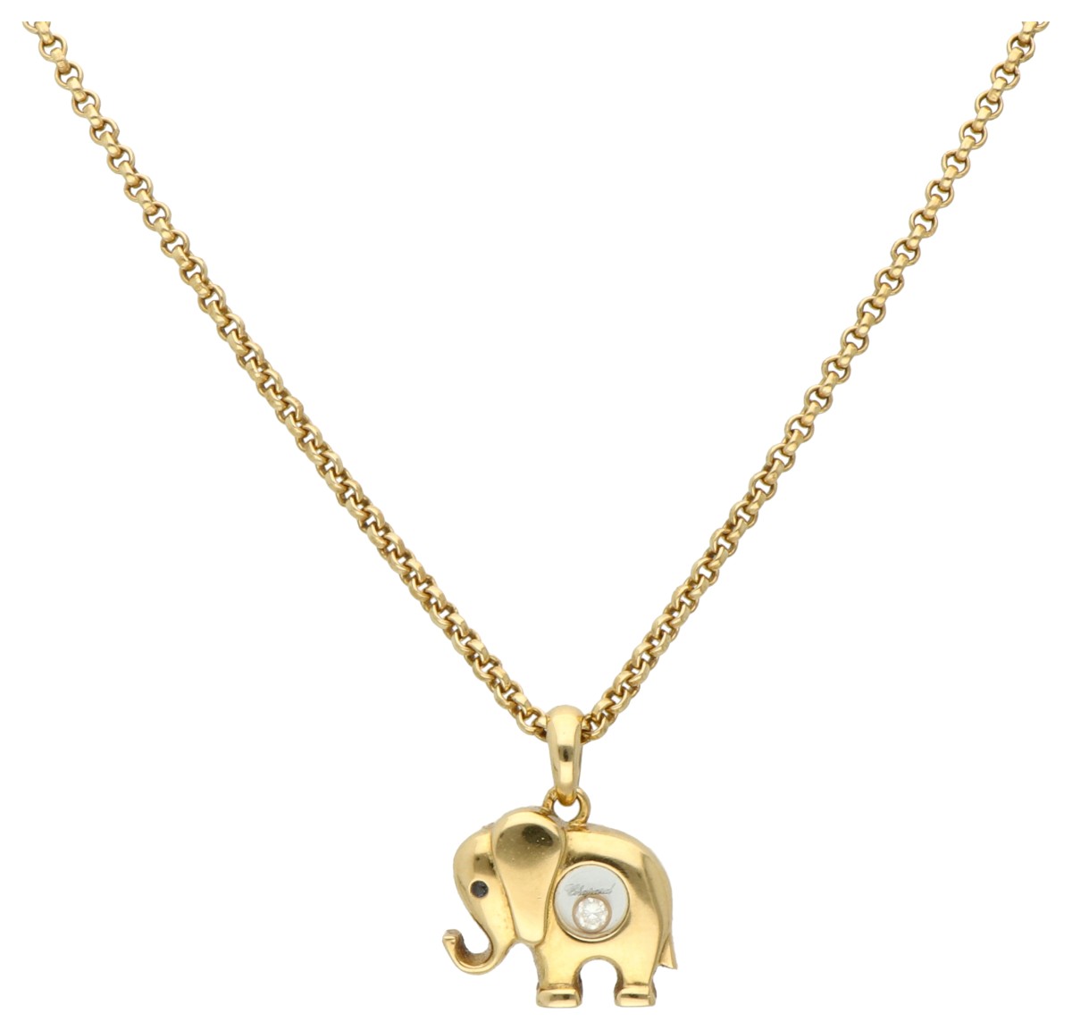 Chopard 18K geelgouden happy diamonds elephant collier