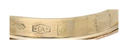14K geelgouden rij ring met diamanten en saffieren