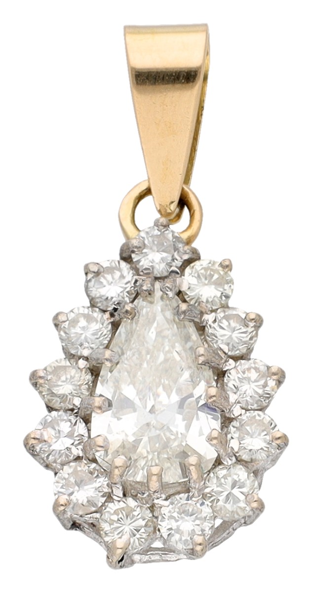 14K bicolor gouden hanger bezet met ca. 1.91 ct. diamant