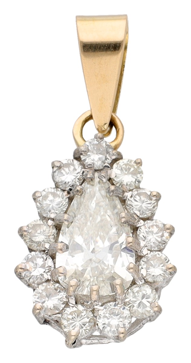 14K bicolor gouden hanger bezet met ca. 1.91 ct. diamant. 