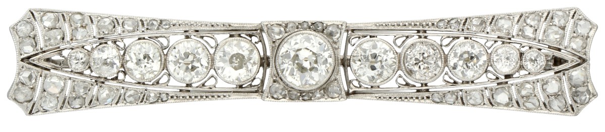 Platina / gouden broche bezet met diamant