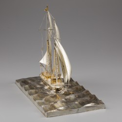 Miniatuur zeilboot XL, Seki Takehiko, Japan ca. 1970-1980, zilver.