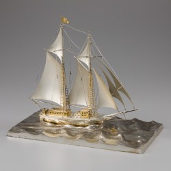 Miniatuur zeilboot XL, Seki Takehiko, Japan ca. 1970-1980, zilver.