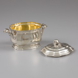 Art Nouveau koffie- en theeservies (4), Tétard frères, Parijs ca. 1900-1910, zilver.