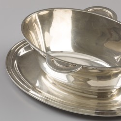 Art Deco sauskom, Delheid Frères, Brussel ca. 1930, zilver.