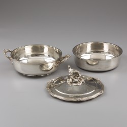 Art Nouveau terrine au-bain-marie "Faisan", F. Nicoud, Successeur de Lavalée, Parijs ca. 1880-1890, zilver.
