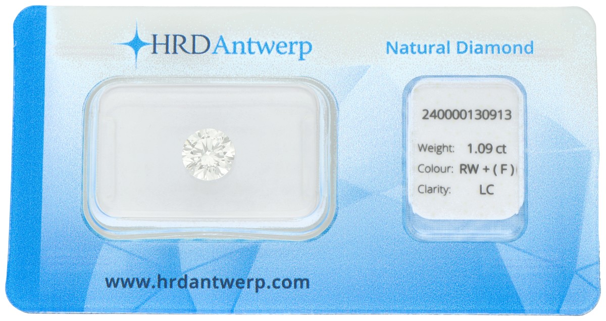 1.09 ct. HRD gecertificeerde natuurlijke diamant.