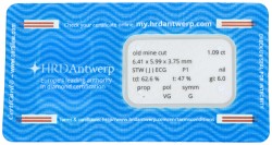 1.09 ct. HRD gecertificeerde natuurlijke diamant