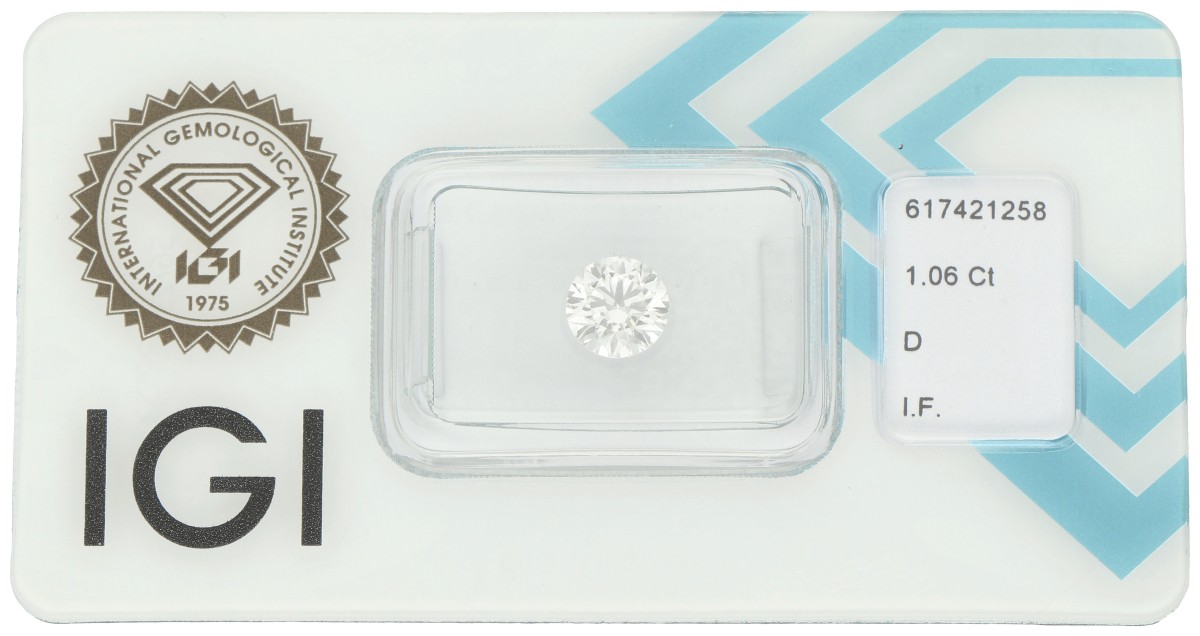 1.06 ct. IGI gecertificeerde natuurlijke diamant.