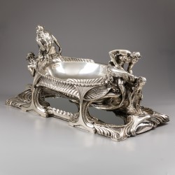 Art Nouveau tafelstuk / pronkstuk, Rudolph Weichhardt / H. Gladenbeck & Söhn, Berlijn ca. 1878-1892, zilver.