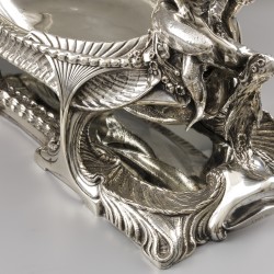 Art Nouveau tafelstuk / pronkstuk, Rudolph Weichhardt / H. Gladenbeck & Söhn, Berlijn ca. 1878-1892, zilver.