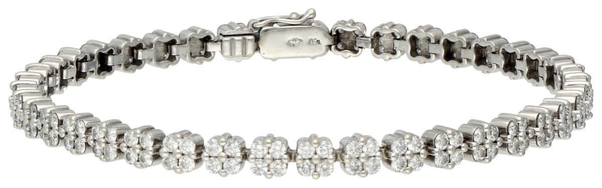 18K witgouden tennis armband bezet met ca. 1.68 ct. diamant