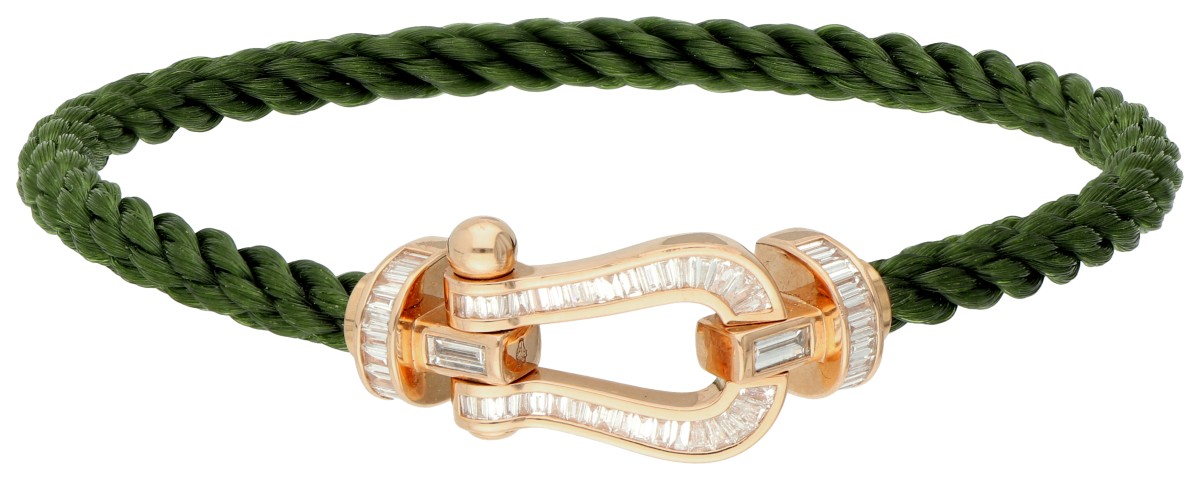 Fred 18K roségouden 'Force 10' armband bezet met ca. 3.10 ct. diamant