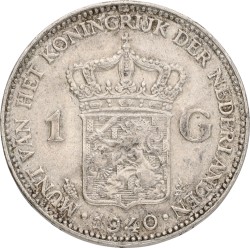 1 Gulden. Wilhelmina in londen. 1940. VF +.