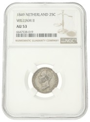 25 Cent. Willem II. 1849. AU 53.