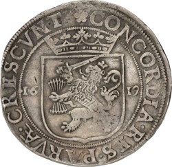 Nederlandse rijksdaalder. Overijssel. 1619 r/r. VF +.