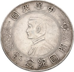 China. Sun Yat-sen. "Memento" Dollar. ND (1927). VF.