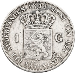 1 Gulden. Willem II. 1844. VF.