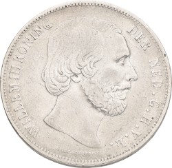 2½ Gulden. Willem III. 1861 - Without dot after F. VF -.