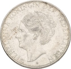 2½ Gulden. Wilhelmina. 1938 - Grofhaar. XF +.