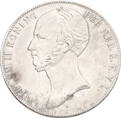 2½ Gulden. Willem II. 1845 - Without line between crown and shield. VF -.