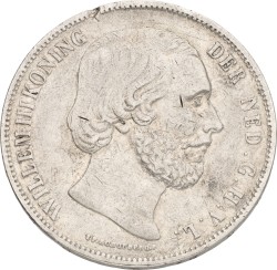 2½ Gulden. Willem III. 1852 Without dot between I & P. VF -.