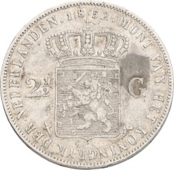 2½ Gulden. Willem III. 1852 Without dot between I & P. VF -.