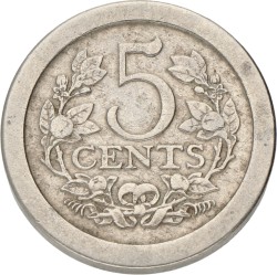 5 Cents. Wilhelmina. 1909. AUnc.