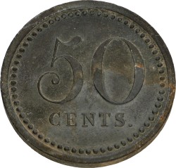 50 Cents. Tijdelijke strafgevangenis Woerden of oningevuld. ND (1834 - 1847). VF.