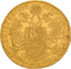 Austrian Empire. Franz Joseph I. 4 Ducats. 1863. F.