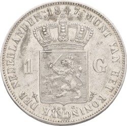 1 Gulden. Willem II. 1847. XF +.