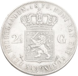 2½ Gulden. Willem III. 1870. XF +.