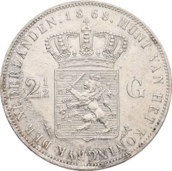 2½ Gulden. Willem III. 1868. XF +.