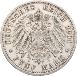 German States. Prussia. Wilhelm II. 5 Mark. 1901. XF +.