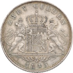 German States. Bavaria. Ludwig I. 2 Gulden. 1845. XF +.