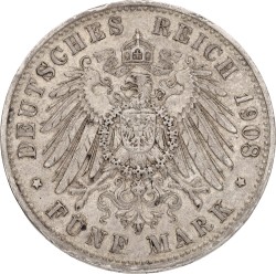 German States. Saxony. Georg II. 5 Mark. 1908. VF.