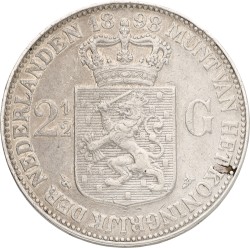 Wilhelmina. 2½ Gulden. 1898 with dot. VF.