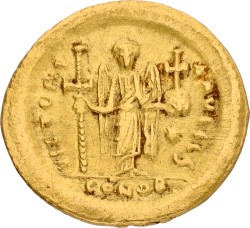 Byzantine Empire. Justinianus I. Solidus. ND (518 - 527 AD). VF.