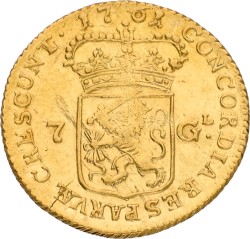 Halve gouden rijder van 7 gulden. Zeeland. 1761. VF.