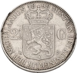 2½ Gulden. Wilhelmina. 1898 - With dot. VF -.