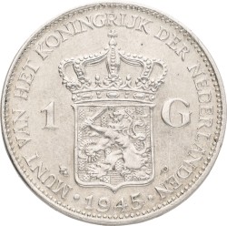 1 Gulden. Wilhelmina. 1945 P. AUnc.